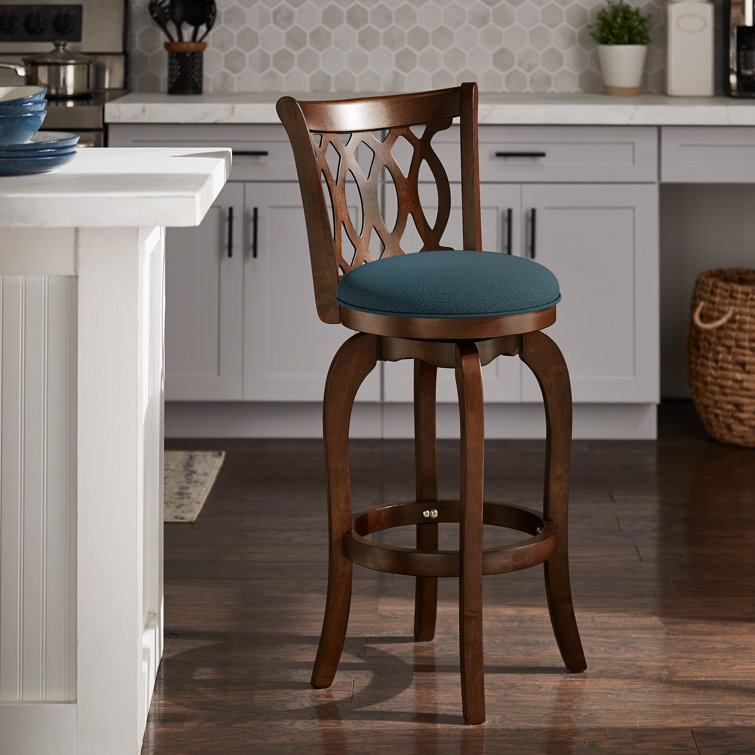 Kingstown Home Swivel Upholstered Counter Stool with Solid Wood Frame